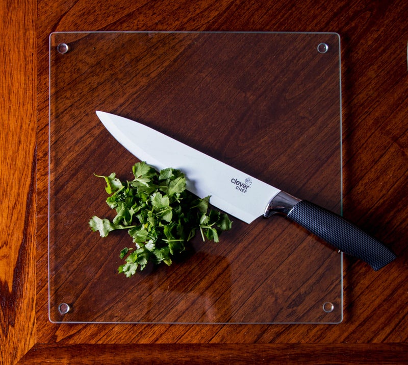 Clever Chef 4 Non-Slip Square Glass Cutting Board Set by Clever Chef - Shatter-Resistant, Durable, Stain-Resistant, Dishwasher Safe - 11.75 x 11.75 Inches - Image 3